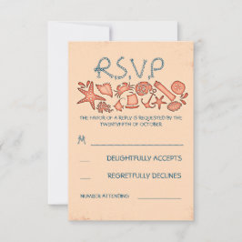 RSVP-Karten für Hochzeiten von Seekorallen RSVP Karte