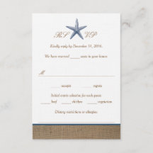 RSVP-Karten für Hochzeiten von Starfish Burlap Bea