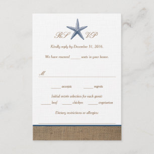 RSVP-Karten für Hochzeiten von Starfish Burlap Bea RSVP Karte