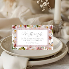 RSVP-Karten für Hochzeiten von Wasserfarben Rosa R Begleitkarte