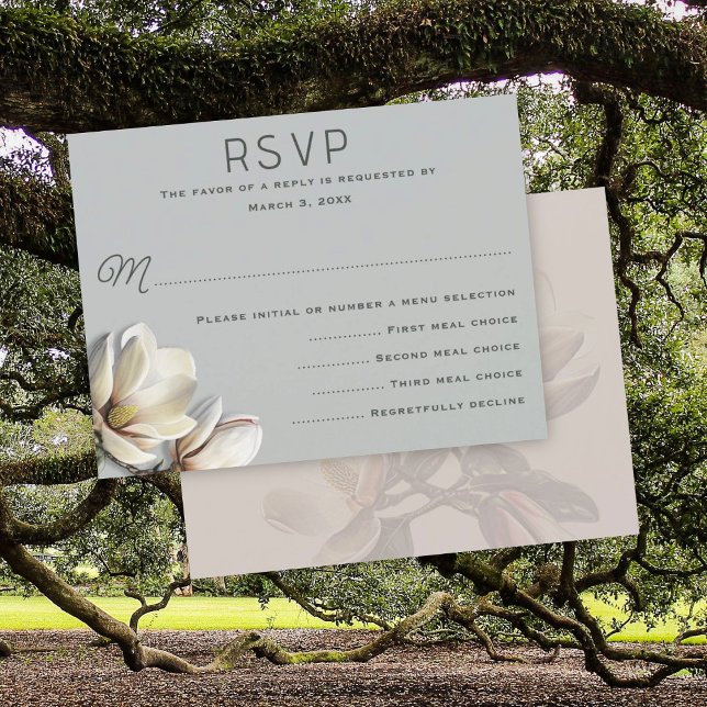 RSVP-Karten für Hochzeitspaare in SüdMagnolien Blu Einladung (Von Creator hochgeladen)