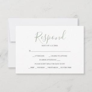 RSVP-Karten für Hochzeitssage grün RSVP Karte