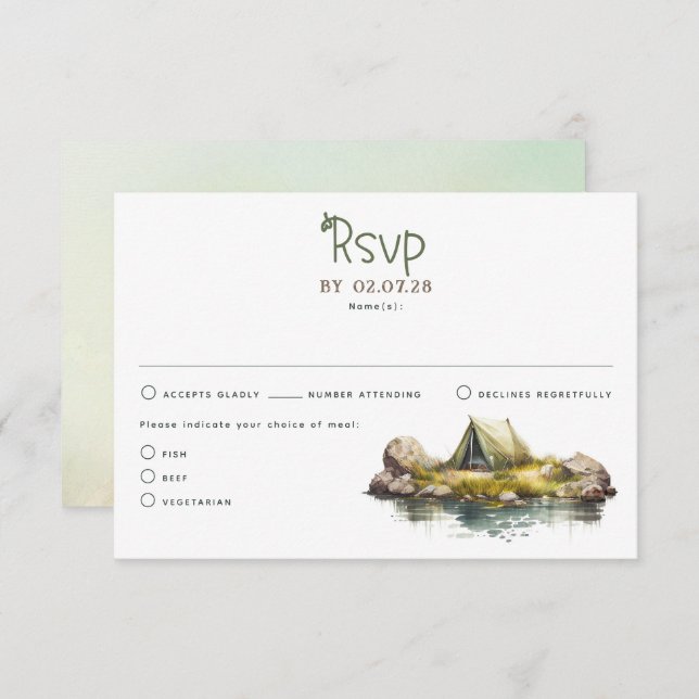 RSVP-Karten für Hochzeitsszenarien von Camping Ten RSVP Karte (Vorne/Hinten)