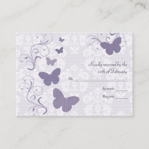 RSVP-Karten für lila Butterfly-Hochzeiten Begleitkarte