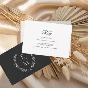 RSVP-Karten für Minimalistische Schwarze Hochzeit RSVP Karte