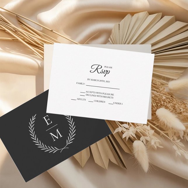 RSVP-Karten für Minimalistische Schwarze Hochzeit RSVP Karte (Von Creator hochgeladen)