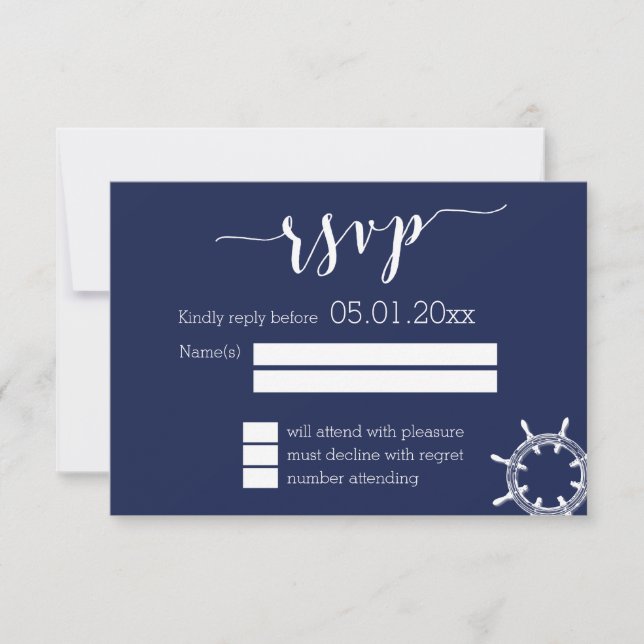 RSVP-Karten für Nautische Hochzeit mit Rad RSVP Karte (Vorderseite)