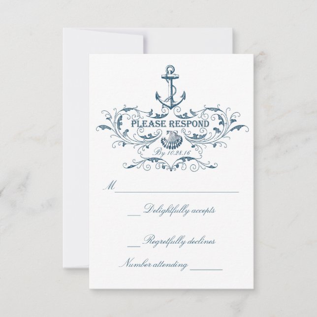 RSVP-Karten für Nautische Hochzeiten RSVP Karte (Vorderseite)