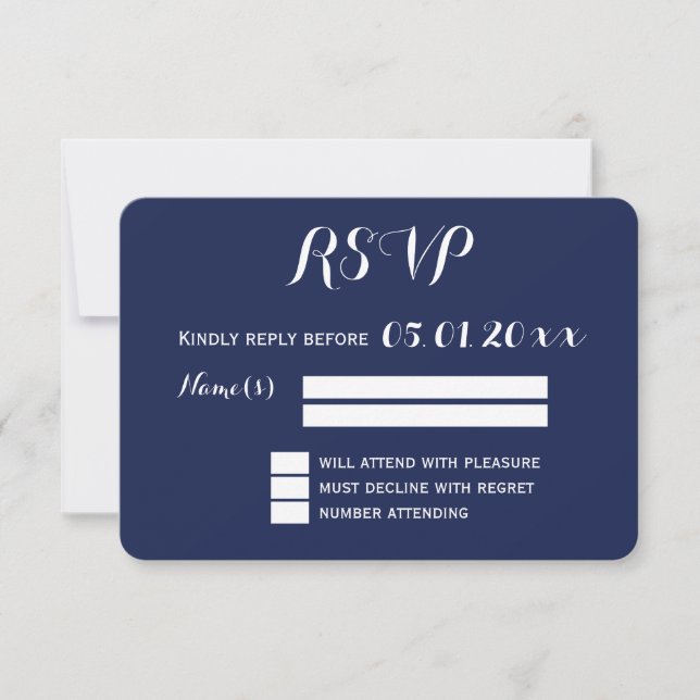 RSVP-Karten für Navy Blue Nautical Wedding RSVP Karte (Vorderseite)