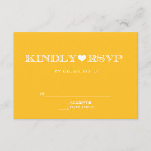 RSVP-Karten für niedliches Herz-Gelb Hochzeit RSVP Karte