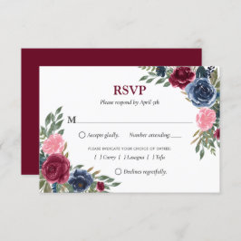 RSVP-Karten für personalisierte blaue Burgund RSVP Karte