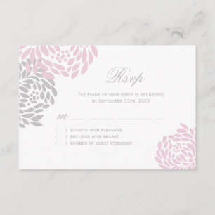 RSVP-Karten für rosa und graue Hochzeiten RSVP Karte