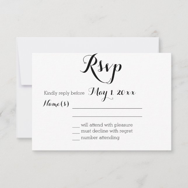 RSVP-Karten für schlichte Hochzeiten RSVP Karte (Vorderseite)