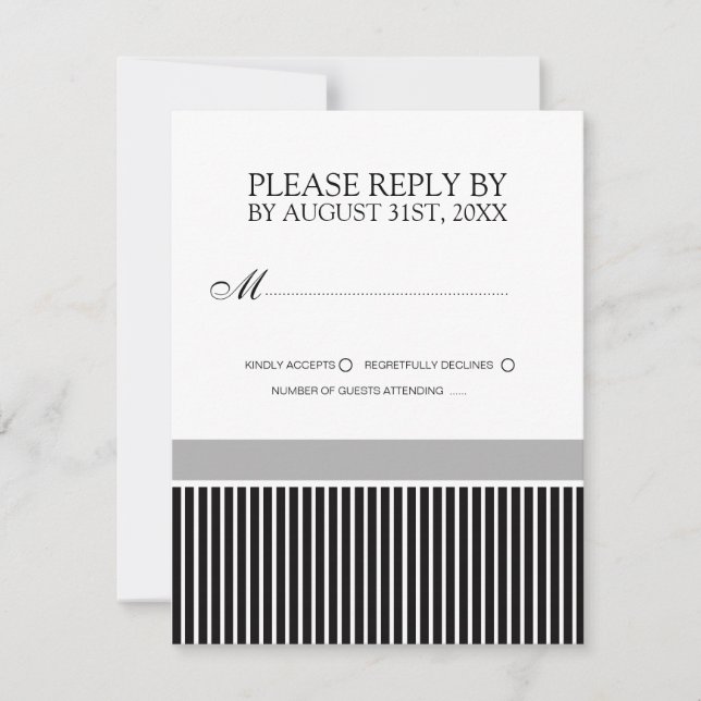 RSVP-Karten für Schwarz-Weiß-Hochzeiten RSVP Karte (Vorderseite)