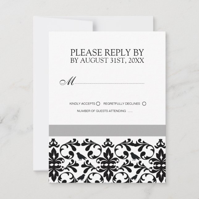 RSVP-Karten für Schwarz-Weiß-Hochzeiten RSVP Karte (Vorderseite)