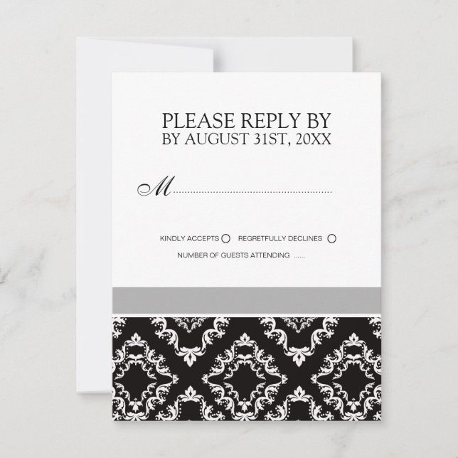 RSVP-Karten für Schwarz-Weiß-Hochzeiten RSVP Karte (Vorderseite)