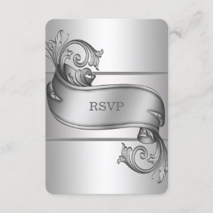 RSVP-Karten für Silver Scroll RSVP Karte
