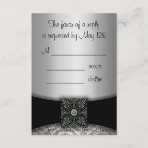 RSVP-Karten für Silver und Black Damask RSVP Karte
