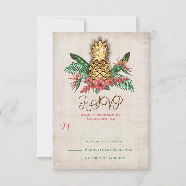 RSVP-Karten für tropische Ananas RSVP Karte (Vorderseite)