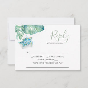 RSVP-Karten für tropische Hochzeiten Meeresschildk RSVP Karte