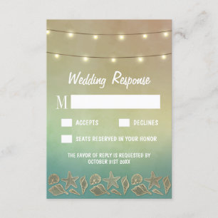 RSVP-Karten für tropische Seesterne und Seashell W RSVP Karte