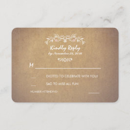 RSVP-Karten für Vintage Rustikale Hochzeiten RSVP Karte