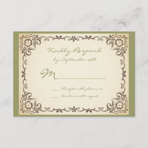 RSVP-Karten für Vintage Scroll Frame Sage RSVP Karte