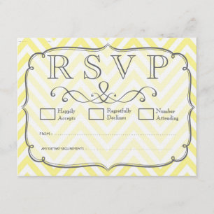 RSVP-Karten für Vintage Zickzack Hochzeiten, gelb RSVP Karte
