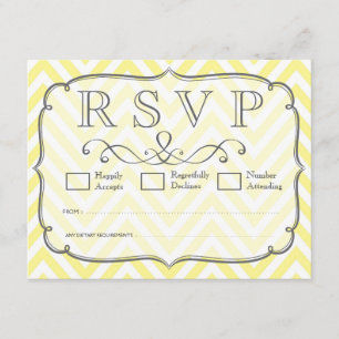 RSVP-Karten für Vintage Zickzack Hochzeiten, gelb  RSVP Karte