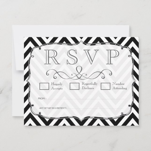 RSVP-Karten für Vintage Zickzack Hochzeiten RSVP Karte (Vorderseite)