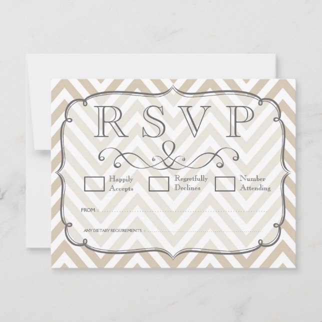 RSVP-Karten für Vintage Zickzack Hochzeiten RSVP Karte (Vorderseite)