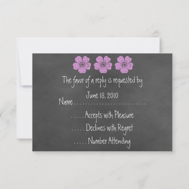 RSVP-Karten für Wildpink Roses Chalkboard RSVP Karte (Vorderseite)