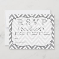 RSVP-Karten für Zickzack Hochzeiten, grau und weiß
