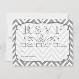 RSVP-Karten für Zickzack Hochzeiten, grau und weiß RSVP Karte