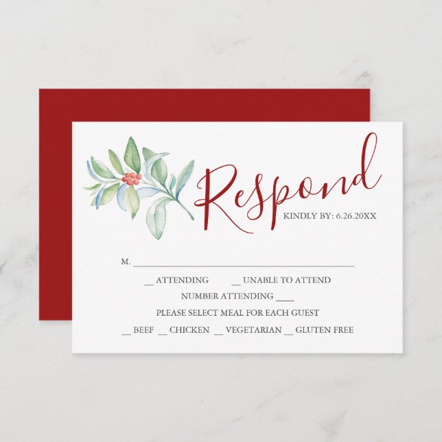 RSVP-Karten Hochzeiten mit roter Wahl RSVP Karte (Vorne/Hinten)