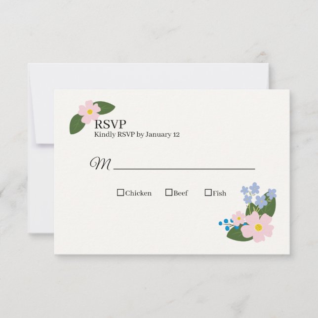 RSVP-Karten Hochzeiten rosa Blume RSVP Karte (Vorderseite)