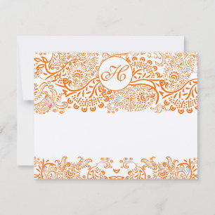 RSVP-Karten - Liebesvögel Orange Koralle Whimsical RSVP Karte