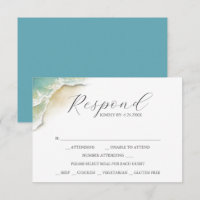 RSVP Karten mit Meal Choice Wasserfarben-Shoreline