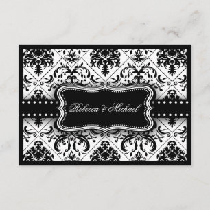 RSVP-Karten mit schönem Schwarz/Weiß-Vintag Damask RSVP Karte