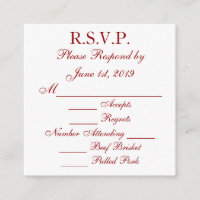 RSVP-Karten mit tiefrotem und weißem Ansprechen