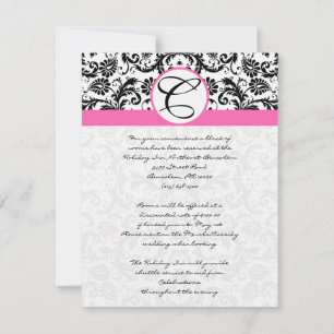 RSVP Karten schwarz und weiß Damask Hot Pink Trimm