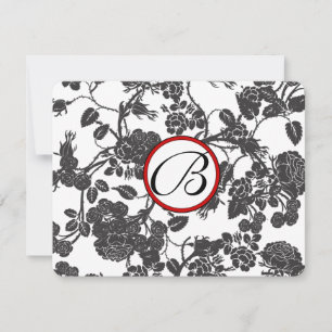 RSVP Karten Schwarze und Graue Rose Red Trim