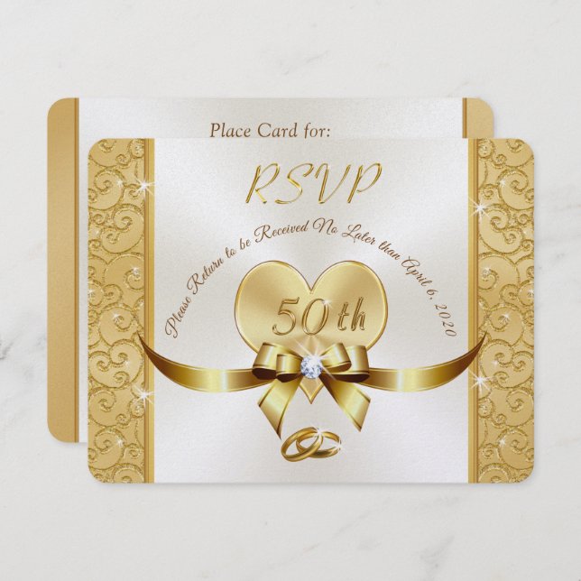 RSVP-Karten zum 50-jährigen Jubiläum der Sonderbes Einladung (Vorne/Hinten)