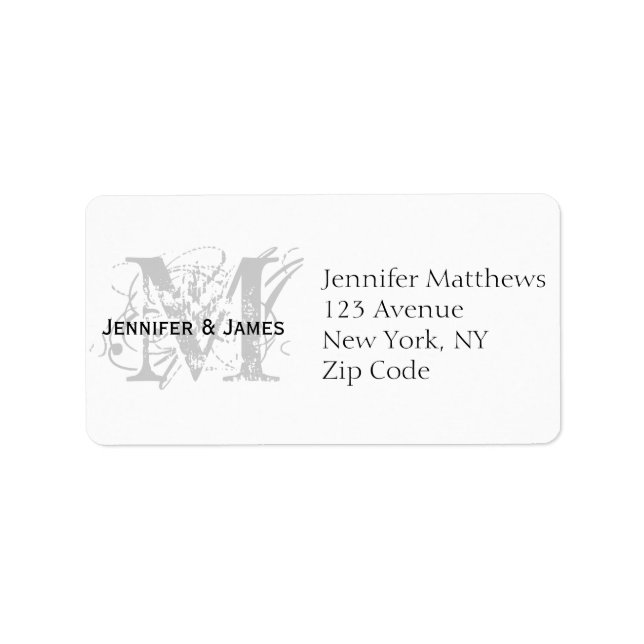 RSVP Kartenadressen-Labels Chic Monogram Adressaufkleber (Vorne)