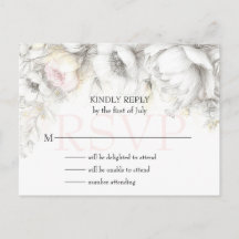RSVP Klassisch Modern Elfenbein und Rosenrote Flor