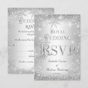 RSVP Königliche Hochzeit Silber Winter Wonderland Karte