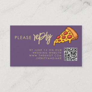 RSVP Lila Flieder Gold PIZZA Modern Minimal Chic Begleitkarte