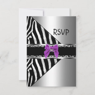 RSVP Lila Silber Schwarz Zebra Leopard Karte