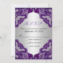 RSVP Lila und Silber Hochzeitseinladung