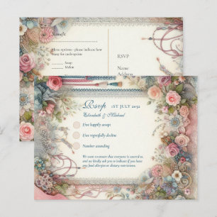 RSVP Maximalist Vintage Blumenmenü Shabby Chic Postkarte